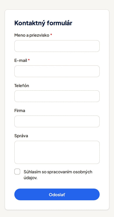 Dakoty CRM: veřejný formulář zobrazený na telefonu